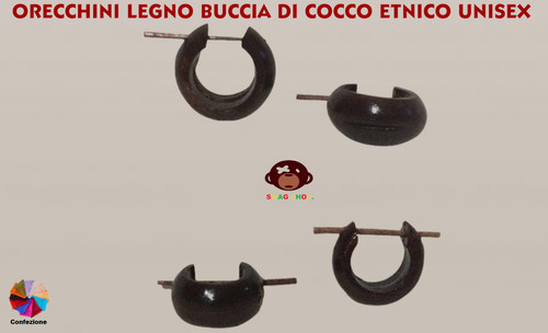 Orecchini legno cocco rasta - di,