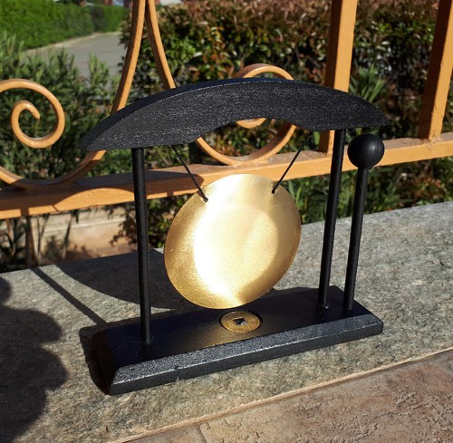Gong orientale ottone legno - gong,