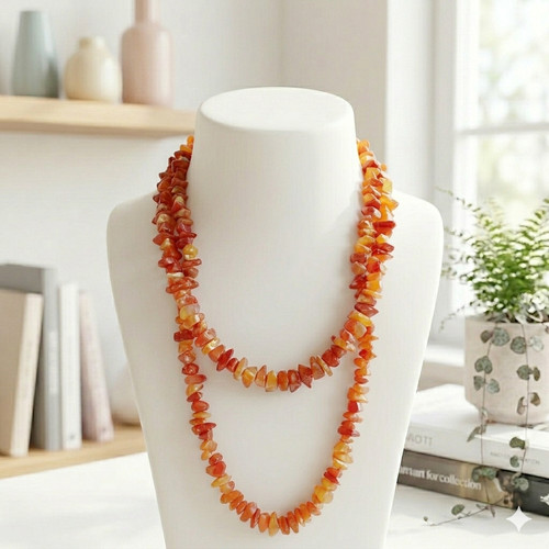 Collana lunga corniola - lunga, –